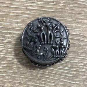 Vintage Torino Pewter Floral Jewelry Necklace Brooch Earrings Trinket Box Set